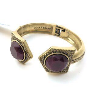 Lucky Brand semi precious accents hinged cuff bracelet, signed